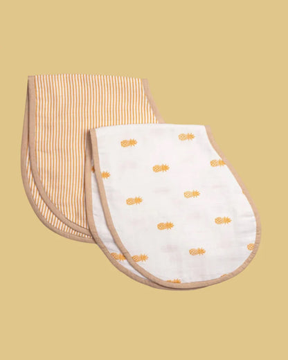 Masilo Organic Muslin Burp Cloths & Wash Cloths Combo Set-Super Absorbent-Pineapple Bliss-For Infants