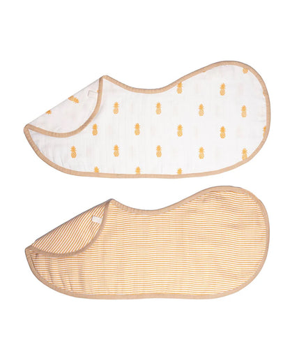 Masilo Organic Muslin Burp Cloth Set-Doubles as a Bib-Super Absorbent & Fast Drying-Pineapple Bliss-Pack of 2-For Infants