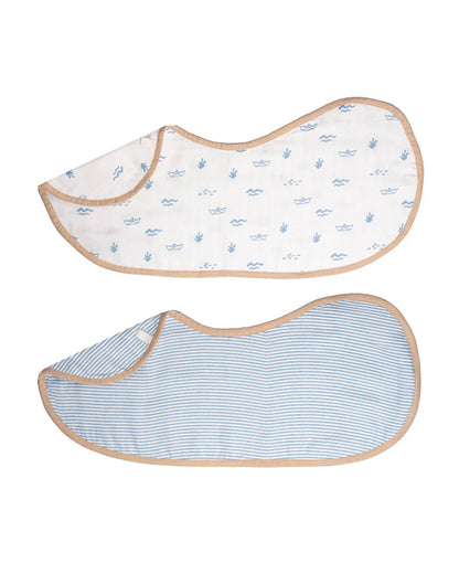 Masilo Organic Muslin Burp Cloth Set-Doubles as a Bib-Super Absorbent & Fast Drying-Sea Breeze-Pack of 2-For Infants