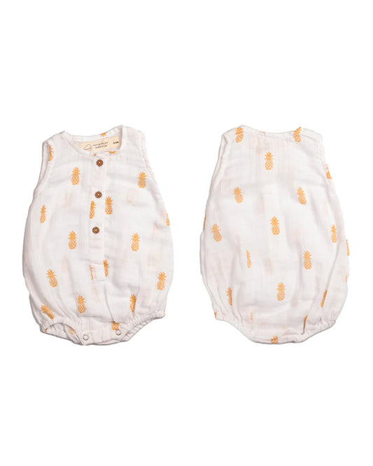 Masilo White & Mustard Romper-100% Organic Cotton-Printed-Pack Of 3-For Infants