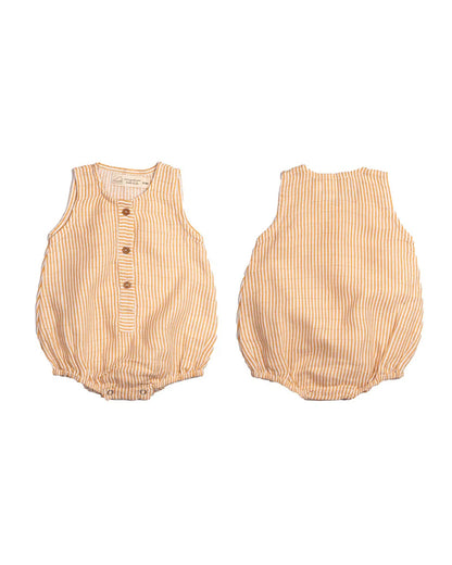 Masilo White & Mustard Romper-100% Organic Cotton-Printed-Pack Of 3-For Infants