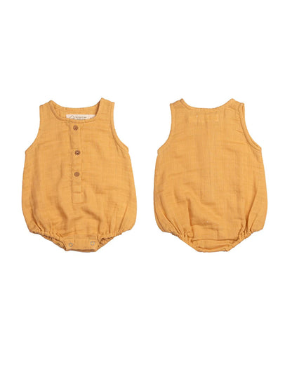 Masilo White & Mustard Romper-100% Organic Cotton-Printed-Pack Of 3-For Infants