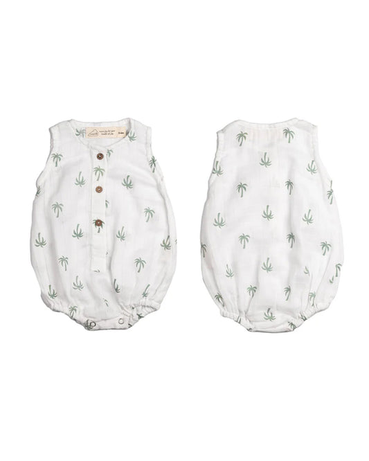 Masilo White & Sage Green Romper-100% Organic Cotton-Printed-Pack Of 3-For Infants