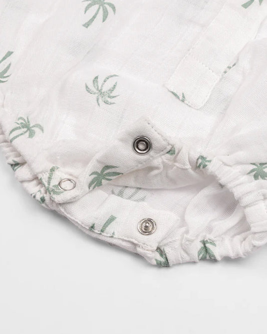 Masilo White & Sage Green Romper-100% Organic Cotton-Printed-Pack Of 3-For Infants