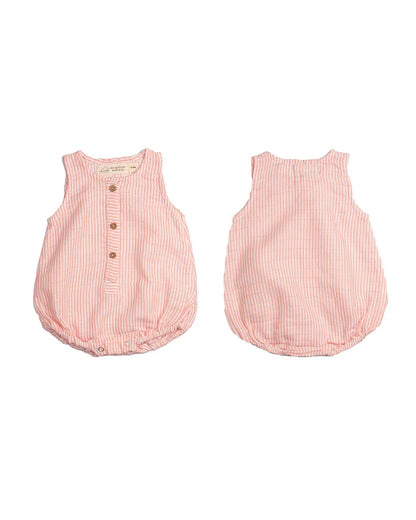 Masilo White & Peach Romper-100% Organic Cotton-Printed-Pack of 3-For Infants