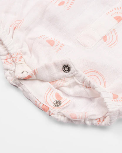 Masilo White & Peach Romper-100% Organic Cotton-Printed-Pack of 3-For Infants