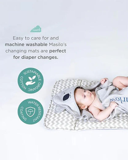 Masilo Diaper Changing Mat-Reversible-GOTS Certified Organic Cotton-Cloud Blue