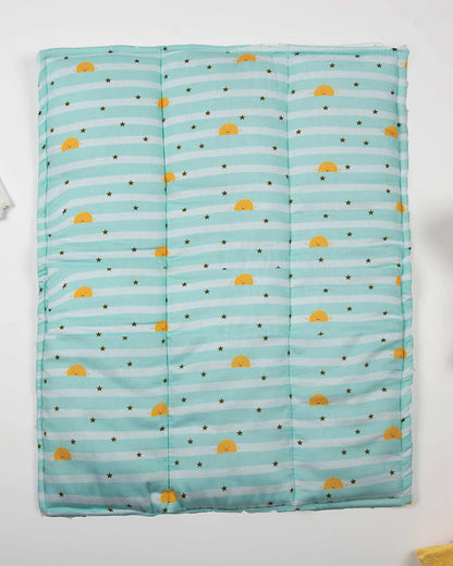 Tiny Snooze Organic Changing Mat & Bed Protector-With Antibacterial & Hypoallergenic Filling-Sky Lines