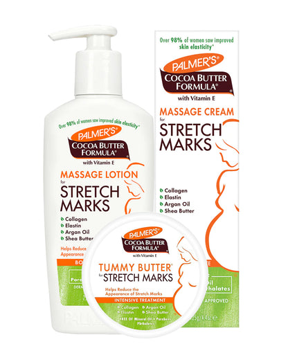 Palmer’s Ultimate Stretch Marks Care Kit-Body Lotion+Tummy Butter+Cream-With Cocoa Butter & Vitamin E-Pregnancy & Breastfeeding Safe