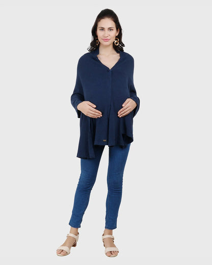 Pluchi Navy Blue 2-in-1 Nursing Cover-Cotton-Free Size