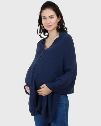 Pluchi Navy Blue 2-in-1 Nursing Cover-Cotton-Free Size