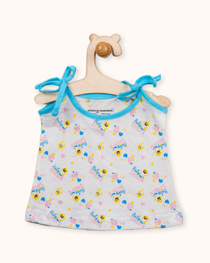 Bodycare Turquoise, White & Pastel Pink Vest-Printed-Cotton-Pack of 3-For Infants
