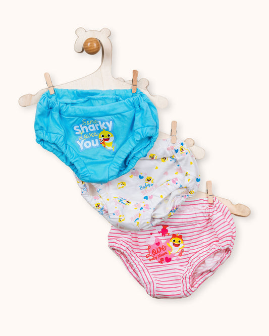 Bodycare Pastel Pink, White & Turquoise Panties-Printed-Cotton-Pack of 3-For Infants