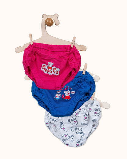 Bodycare Pink, Navy Blue & White Panties-Printed-Cotton-Pack of 3-For Infants