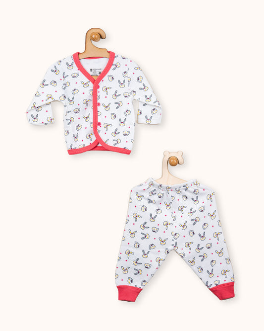 Bodycare White Thermal Set-Printed-Cotton-For Infants