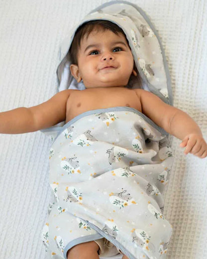 Cocoon Care Baby Hooded Towel-Bamboo Terry-Hedgehog Blossoms