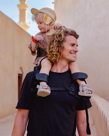 MiniMeis G5 Lightweight Baby Shoulder Carrier-Ergonomically Designed Arch for Balanced Weight Distribution and Parent Comfort-With Secured Seat Belt & Leg Straps-Easy to Fold-Padded Seat & Flexible Backrest-For 6M to 4Y (Upto 18 Kg)-Black Core