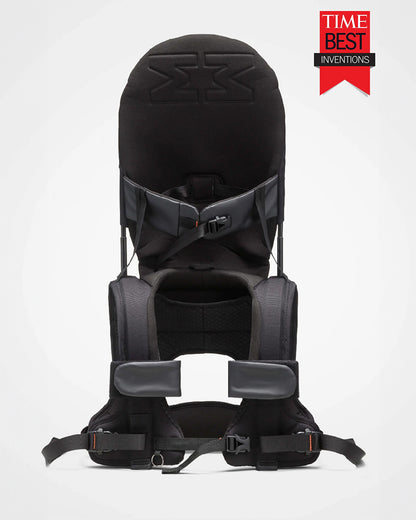 MiniMeis G5 Lightweight Baby Shoulder Carrier-Ergonomically Designed Arch for Balanced Weight Distribution and Parent Comfort-With Secured Seat Belt & Leg Straps-Easy to Fold-Padded Seat & Flexible Backrest-For 6M to 4Y (Upto 18 Kg)-Black Core