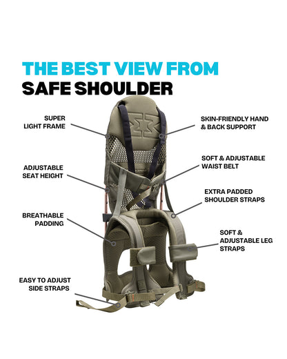 MiniMeis G5 Multipurpose Travel Backpack & Baby Shoulder Carrier-All In One Hero Parent Backpack With Baby Seat Solution-Olive Green