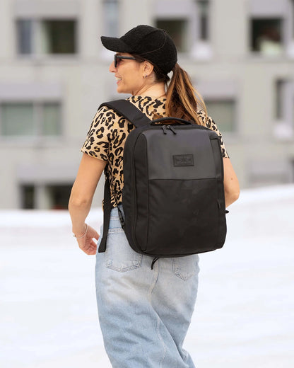 MiniMeis G5 Multipurpose Travel Diaper Backpack-All In One Hero Parent Backpack With Baby Seat Solution-Connects With MiniMeis Baby Carrier & Opens 180° Like a Trolley-Black