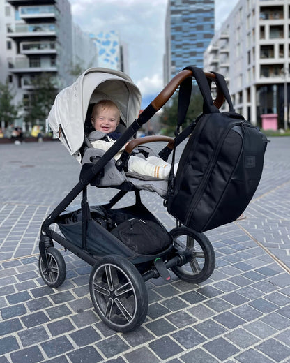 MiniMeis G5 Multipurpose Travel Diaper Backpack-All In One Hero Parent Backpack With Baby Seat Solution-Connects With MiniMeis Baby Carrier & Opens 180° Like a Trolley-Black