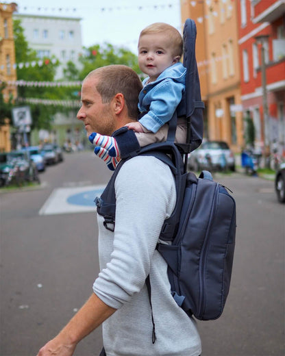 MiniMeis G5 Multipurpose Travel Diaper Backpack-All In One Hero Parent Backpack With Baby Seat Solution-Connects With MiniMeis Baby Carrier & Opens 180° Like a Trolley-Black