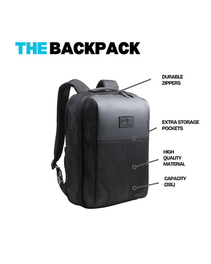 MiniMeis G5 Multipurpose Travel Diaper Backpack-All In One Hero Parent Backpack With Baby Seat Solution-Connects With MiniMeis Baby Carrier & Opens 180° Like a Trolley-Black