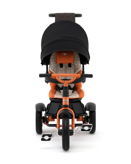 Bentley Mulliner 6 in 1 Trike Stroller-Continental GT Mulliner Style Replica Wheels-Cross Stiched & Cushioned Seats-With Bentley Badge & Anti Slip Pedals-For 6M to 5Y (Upto 25 Kg)-Mandarin