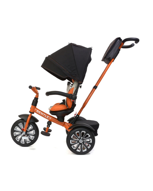 Bentley Mulliner 6 in 1 Trike Stroller-Continental GT Mulliner Style Replica Wheels-Cross Stiched & Cushioned Seats-With Bentley Badge & Anti Slip Pedals-For 6M to 5Y (Upto 25 Kg)-Mandarin