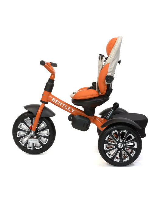 Bentley Mulliner 6 in 1 Trike Stroller-Continental GT Mulliner Style Replica Wheels-Cross Stiched & Cushioned Seats-With Bentley Badge & Anti Slip Pedals-For 6M to 5Y (Upto 25 Kg)-Mandarin