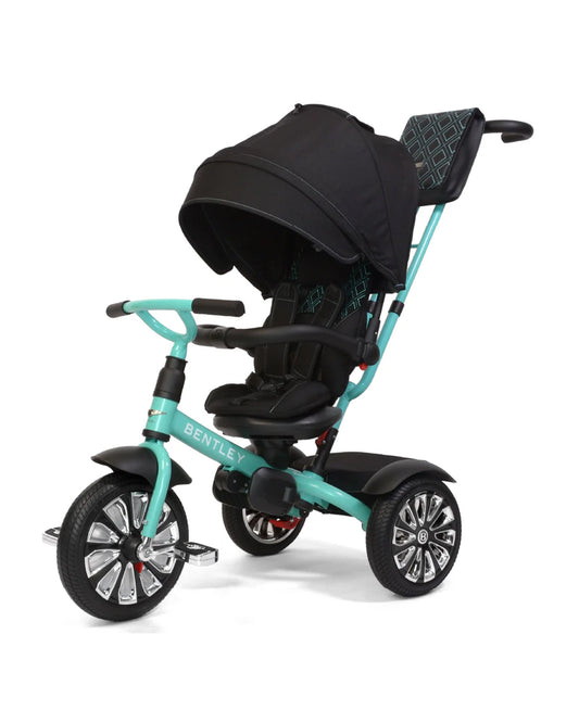 Bentley Mulliner 6 in 1 Trike Stroller-Continental GT Mulliner Style Replica Wheels-Cross Stiched & Cushioned Seats-With Bentley Badge & Anti Slip Pedals-For 6M to 5Y (Upto 25 Kg)-Celeste
