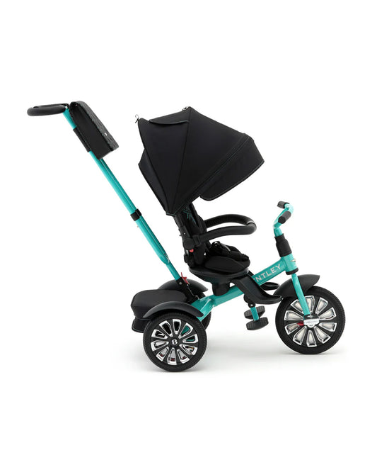 Bentley Mulliner 6 in 1 Trike Stroller-Continental GT Mulliner Style Replica Wheels-Cross Stiched & Cushioned Seats-With Bentley Badge & Anti Slip Pedals-For 6M to 5Y (Upto 25 Kg)-Celeste