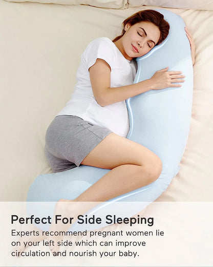 Coozly J shaped Pregnancy Pillow-Full Body-Light Blue-Microfibre-Removable & Washable Cover-For Maternity