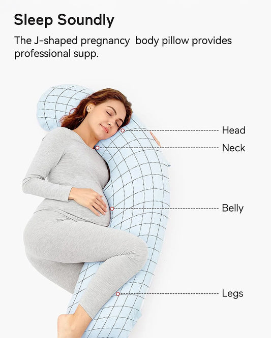 Coozly J shaped Pregnancy Pillow-Full Body-Light Blue-Microfibre-Removable & Washable Cover-For Maternity