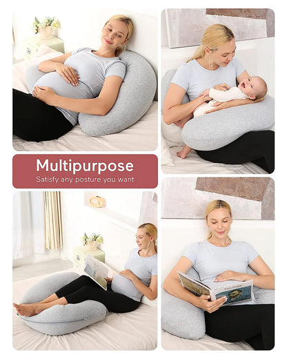 Coozly J shaped Pregnancy Pillow-Full Body-Light Blue-Microfibre-Removable & Washable Cover-For Maternity