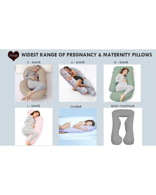 Coozly J shaped Pregnancy Pillow-Full Body-Light Blue-Microfibre-Removable & Washable Cover-For Maternity