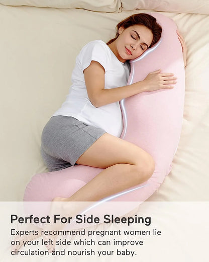 Coozly J shaped Pregnancy Pillow-Full Body-Light Pink-Microfibre-Removable & Washable Cover-For Maternity