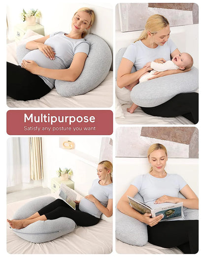 Coozly J shaped Pregnancy Pillow-Full Body-Light Pink-Microfibre-Removable & Washable Cover-For Maternity