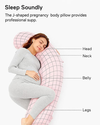 Coozly J shaped Pregnancy Pillow-Full Body-Light Pink-Microfibre-Removable & Washable Cover-For Maternity