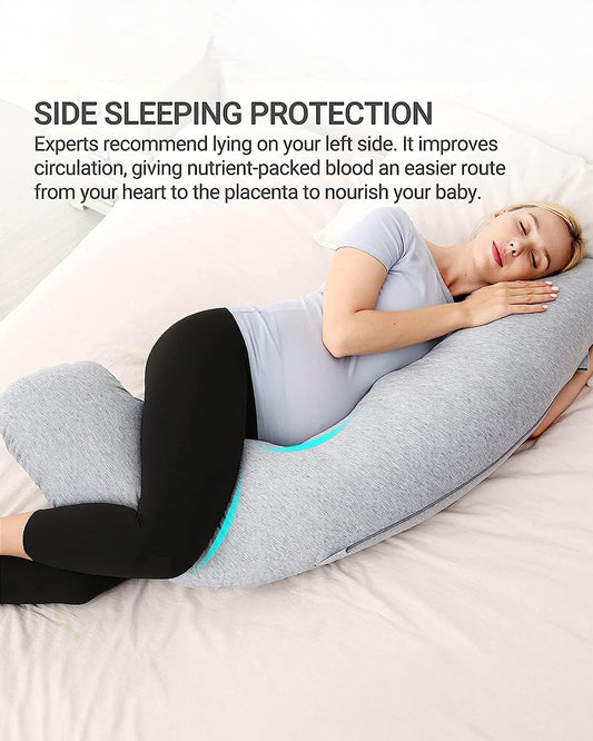 Coozly J shaped Pregnancy Pillow-Full Body-Grey-Microfibre-Removable & Washable Cover-For Maternity