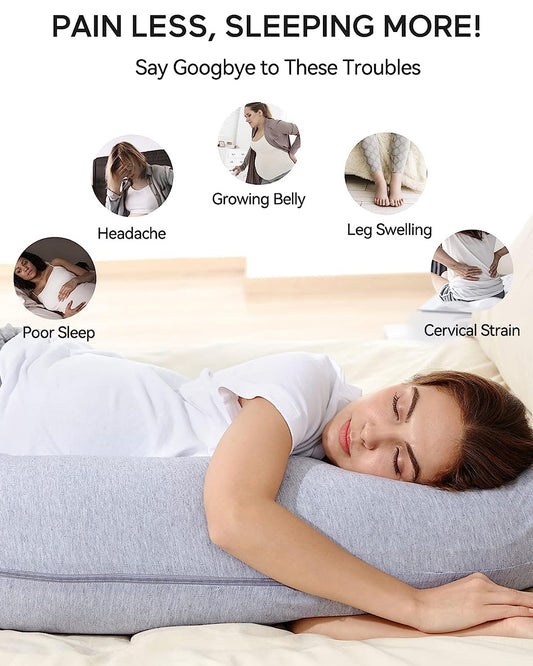 Coozly J shaped Pregnancy Pillow-Full Body-Grey-Microfibre-Removable & Washable Cover-For Maternity