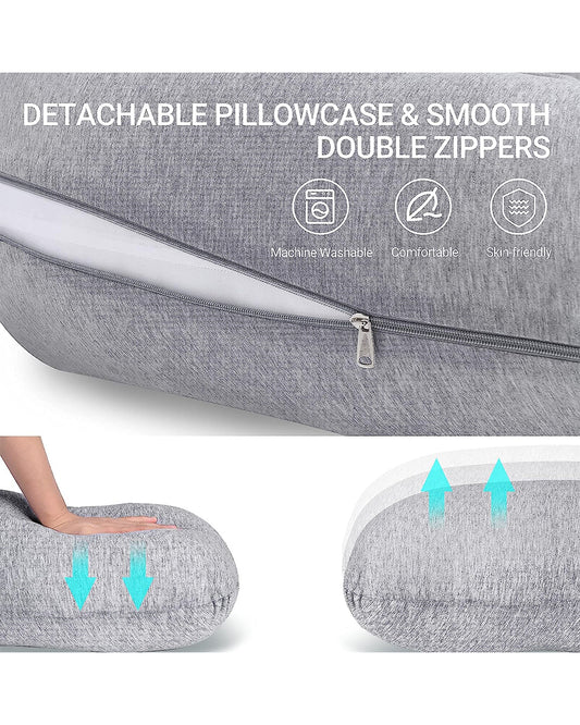 Coozly J shaped Pregnancy Pillow-Full Body-Grey-Microfibre-Removable & Washable Cover-For Maternity