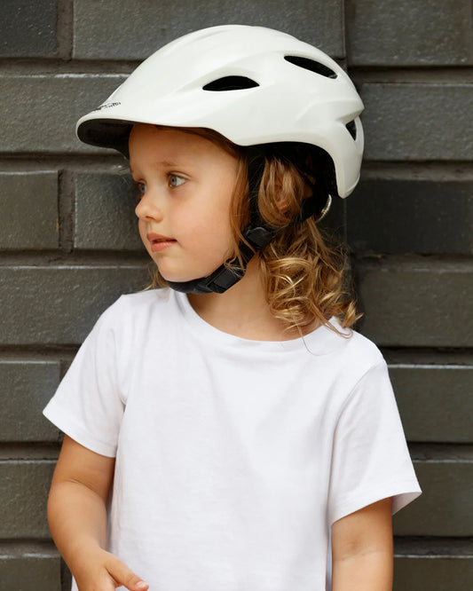 Bentlety Kids Safety Helmet-Breathable Bottom Cloth for Comfort-German Patented Fidlock Magentic Fastner-With Metal Bentley Badge-For Toddlers-For 2 to 5Y-Glacier White