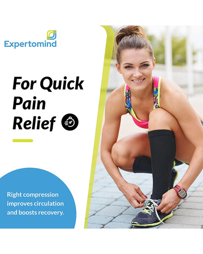 Expertomind Compression Stockings-Knee Length-Black-Pain Relief & Support-During & After Pregnancy