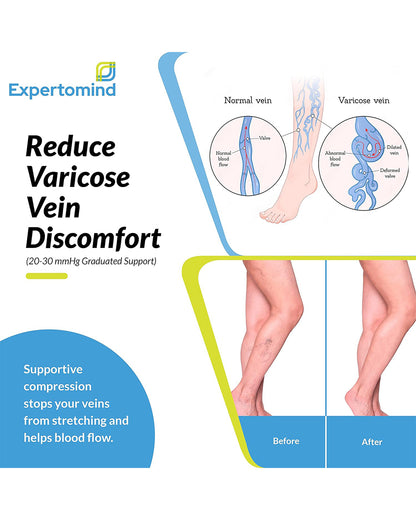 Expertomind Compression Stockings-Knee Length-Black-Pain Relief & Support-During & After Pregnancy