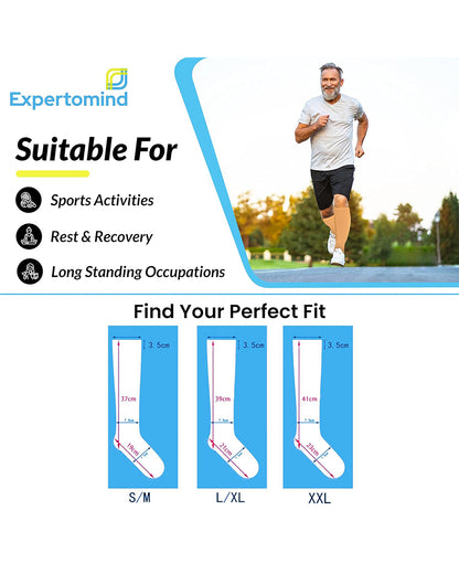 Expertomind Compression Stockings-Knee Length-Black-Pain Relief & Support-During & After Pregnancy