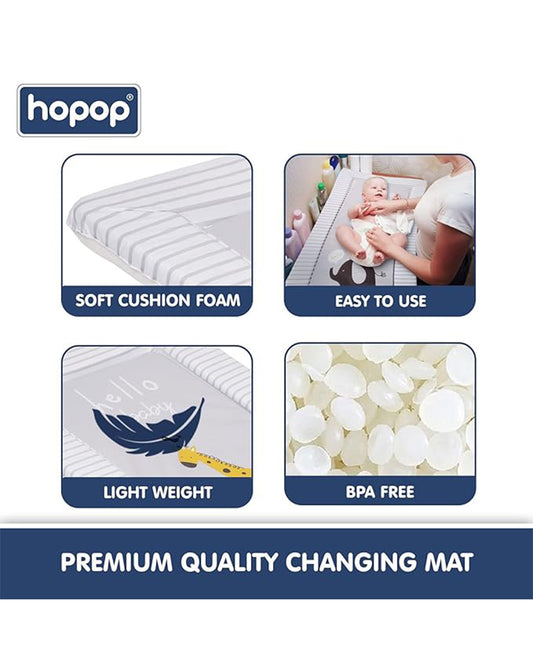 Hopop Waterproof Diaper Changing Mat-With Soft Cushions & PVC Cover-Grey Chevron