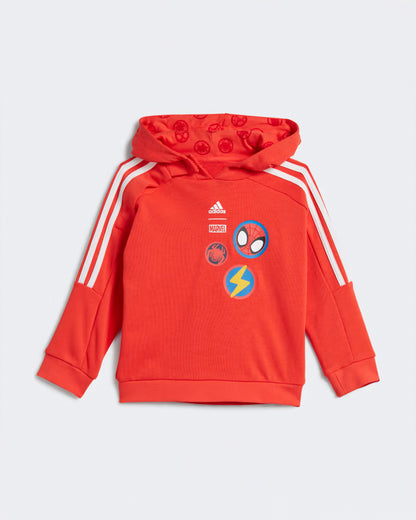 Adidas Red & Dark Grey Tracksuit-Printed-Cotton Blend-For Infants
