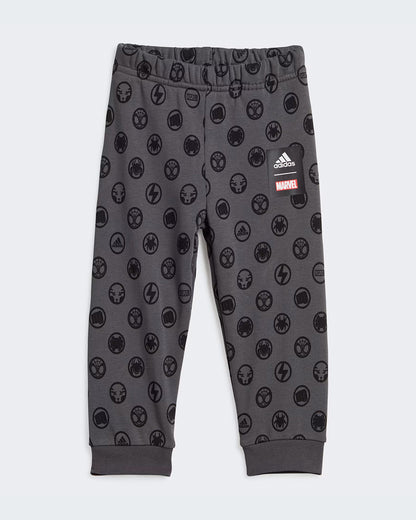 Adidas Red & Dark Grey Tracksuit-Printed-Cotton Blend-For Infants