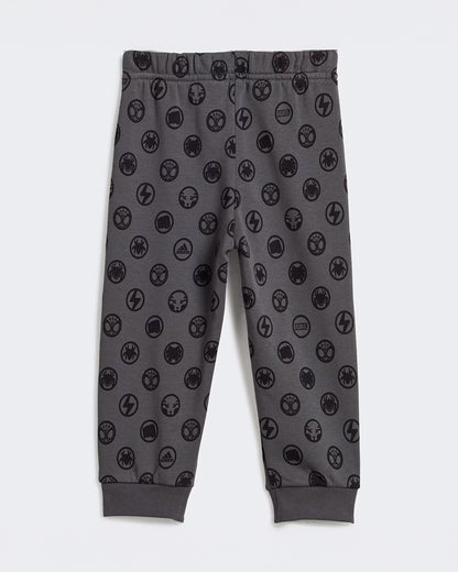 Adidas Red & Dark Grey Tracksuit-Printed-Cotton Blend-For Infants